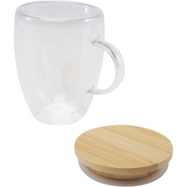 Logo trade promotional gifts image of: Leona 350 ml glass cup with bamboo lid