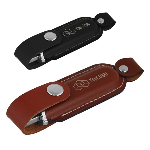 Logo trade corporate gifts picture of: Leather USB stick