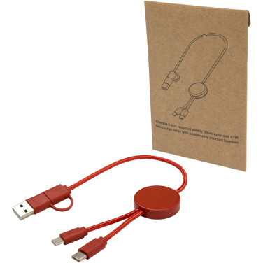 Logo trade promotional items image of: Citala 5-in-1 recycled plastic 30 cm data sync and 27W fast charge cable