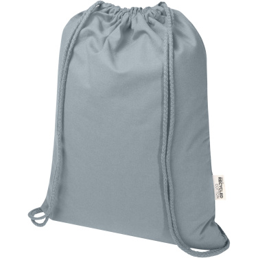 Logo trade promotional merchandise image of: Oregon Blend 140 g/m² GRS recycled drawstring bag 5L