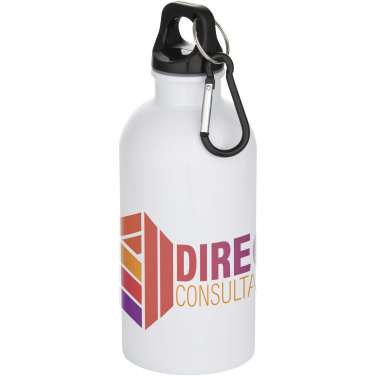 Logo trade corporate gift photo of: Oregon 400 ml sublimation RCS recycled single wall stainless steel water bottle with carabiner
