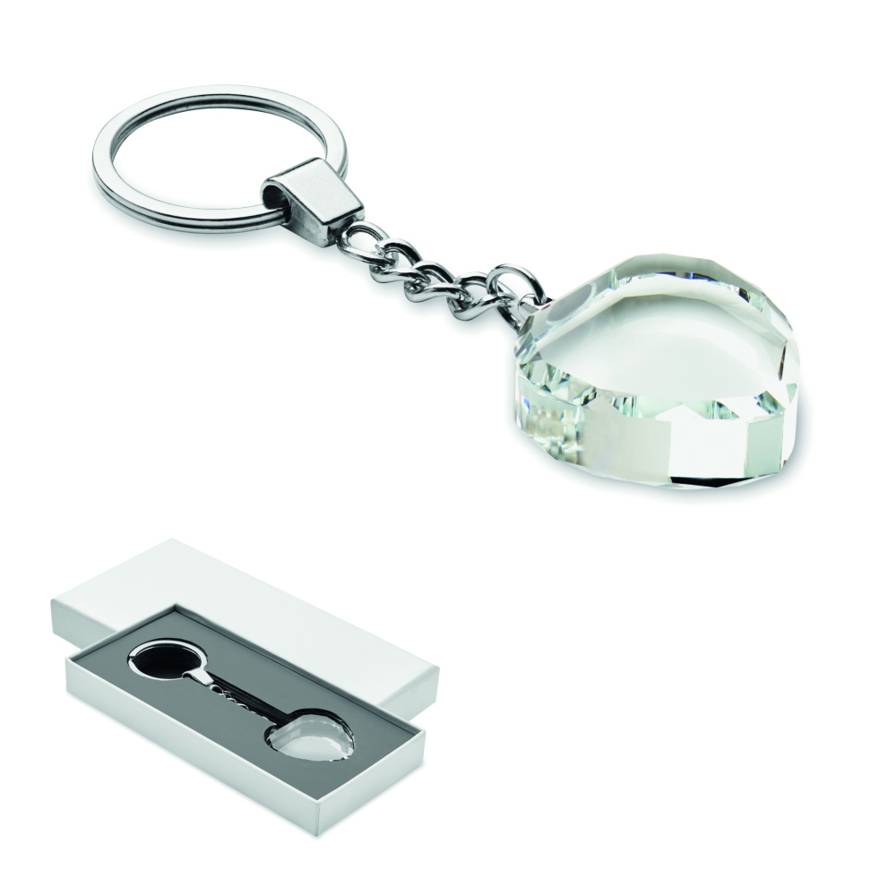 Logo trade promotional items picture of: Glass heart award key ring