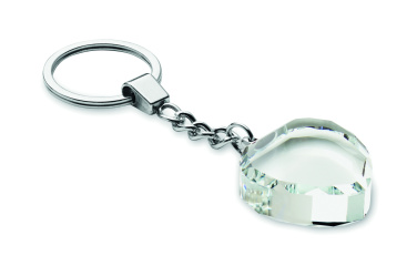 Logo trade promotional gifts picture of: Glass heart award key ring