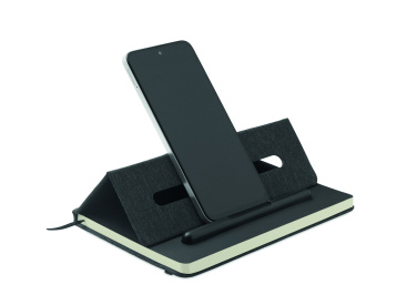 Logo trade promotional merchandise picture of: A5 notebook with phone holder