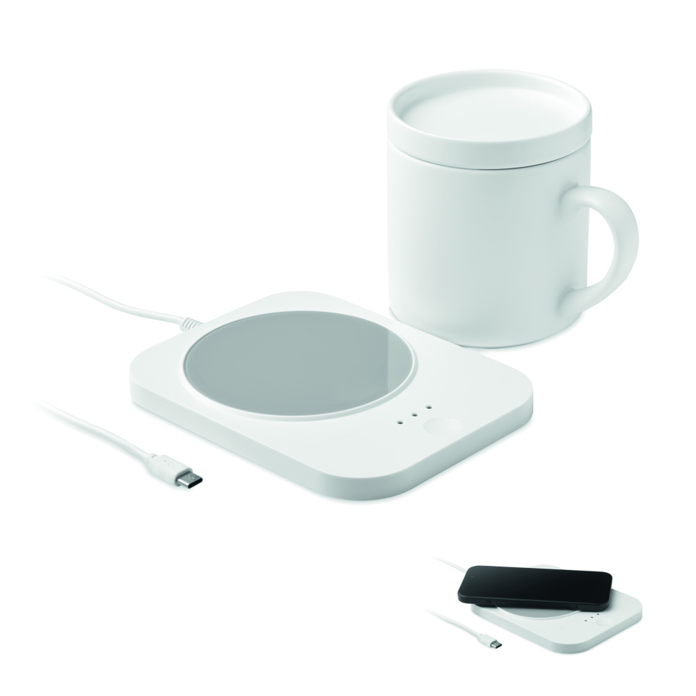 Logo trade promotional merchandise picture of: Wireless charger mug warmer set