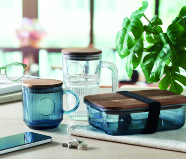 Logo trade promotional gift photo of: Ribbed glass mug 300ml