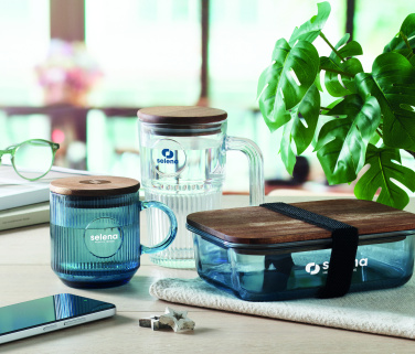 Logotrade promotional giveaway image of: Ribbed glass mug 300ml