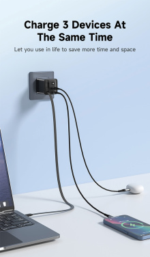 Logo trade promotional gift photo of: Urban Vitamin Mendocino 65W GaN charger retractable cable