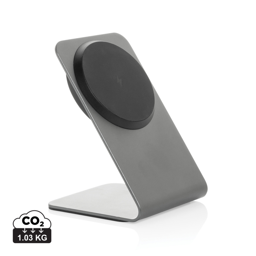 Logo trade promotional merchandise photo of: Terra aluminium 15W magnetic wireless charging phone stand