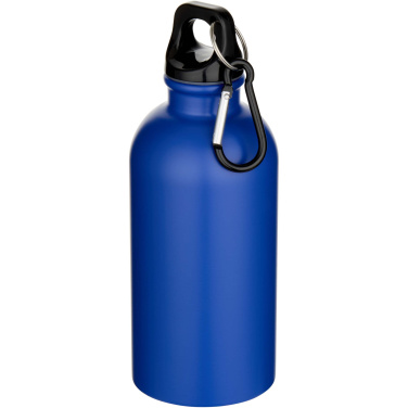 Logo trade corporate gifts image of: Oregon 400 ml matte RCS recycled single wall stainless steel water bottle with carabiner