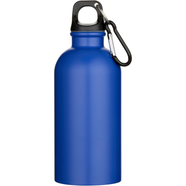 Logo trade promotional product photo of: Oregon 400 ml matte RCS recycled single wall stainless steel water bottle with carabiner
