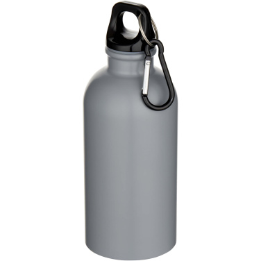 Logo trade promotional products picture of: Oregon 400 ml matte RCS recycled single wall stainless steel water bottle with carabiner