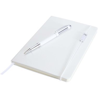 Logo trade promotional merchandise photo of: Legato Elegance A5 hard cover notebook and rollerball pen set