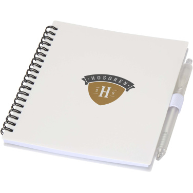 Logo trade corporate gifts image of: Niove recycled plastic soft cover notebook and ballpoint pen set (blue ink)