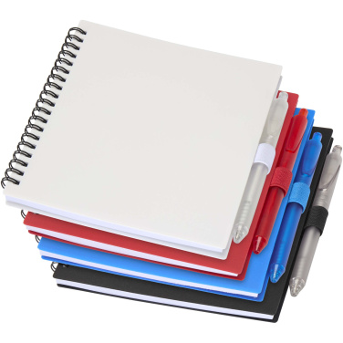Logo trade promotional products picture of: Niove recycled plastic soft cover notebook and ballpoint pen set (blue ink)