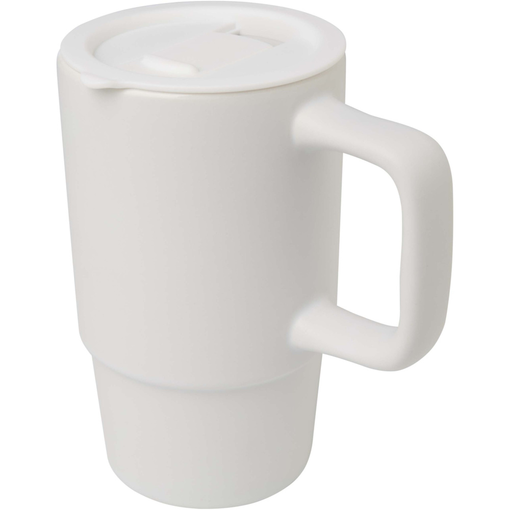 Logo trade business gifts image of: Carter 450 ml ceramic mug with plastic lid