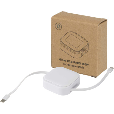 Logo trade promotional gift photo of: Gloas 5-in-1 recycled retractable data sync and 100W fast charge cable with smartphone tool kit