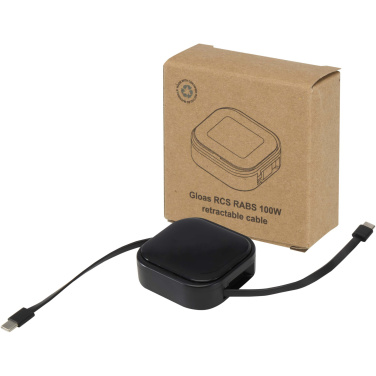 Logo trade promotional items image of: Gloas 5-in-1 recycled retractable data sync and 100W fast charge cable with smartphone tool kit