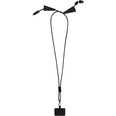 Logo trade promotional products picture of: Funi recycled plastic smartphone lanyard with built-in data sync and 100W fast charge 5-in-1 cable