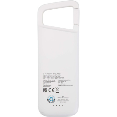 Logotrade promotional gift image of: Alkes 5000 mAh 12W recycled plastic water resistant power bank with carabiner