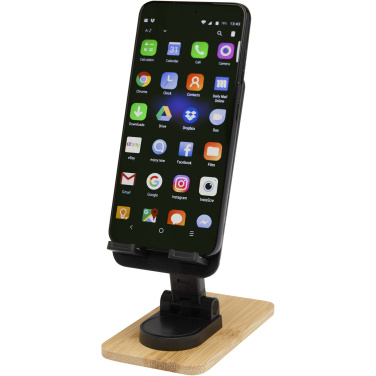 Logotrade promotional giveaway picture of: Alfirk recycled plastic foldeable desk phone stand with bamboo details