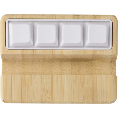 Logotrade business gift image of: Algol recycled plastic phone stand and fidget toy with bamboo details