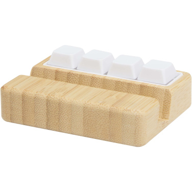 Logo trade promotional gifts image of: Algol recycled plastic phone stand and fidget toy with bamboo details