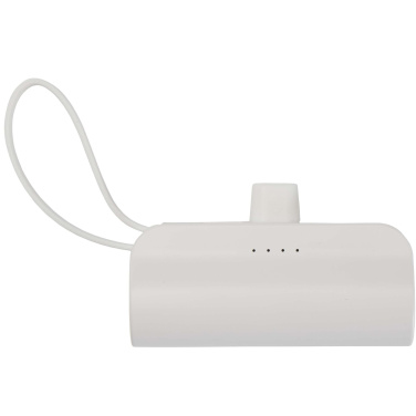 Logo trade promotional giveaways image of: Alnair 5000 mAh 10W recycled plastic Type-C power bank with built-in flip stand and 2-in-1 cable