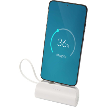 Logotrade promotional item picture of: Alnair 5000 mAh 10W recycled plastic Type-C power bank with built-in flip stand and 2-in-1 cable
