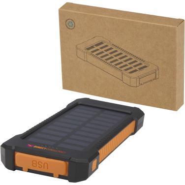 Logotrade corporate gift image of: Altair 5000 mAh 10W recycled plastic rugged solar power bank with built-in torch