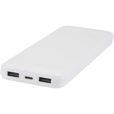 Logotrade corporate gift image of: Adhil 10.000 mAh 10W recycled plastic power bank with 2 built-in cables