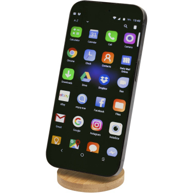 Logotrade promotional giveaway image of: Alcor recycled plastic foldeable magnetic phone stand with bamboo details
