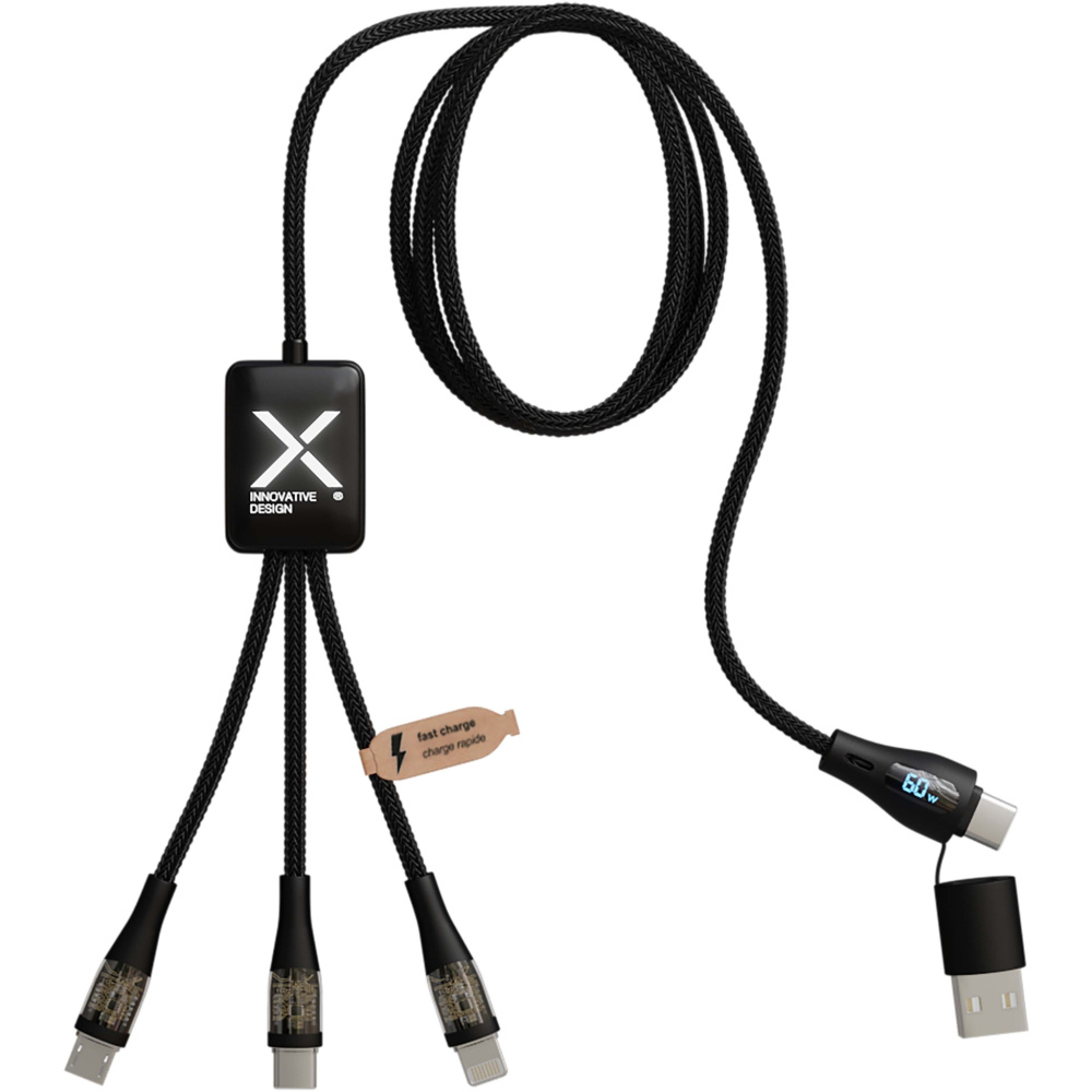 Logo trade promotional gifts picture of: SCX.design C51 60W 5-in-1 rPET fast charging cable with display