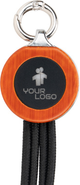 Logotrade promotional gift image of: 4-in-1 cable with elighted logo in a wooden casing