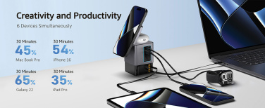 Logo trade business gift photo of: Urban Vitamin Sacramento 105W GAN charger+retractable cables