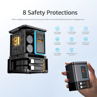 Logo trade promotional giveaway photo of: Urban Vitamin Sacramento 105W GAN charger+retractable cables