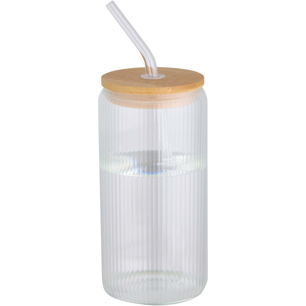 Logo trade promotional products image of: Mirage 500 ml single-walled borosilicate glass jar with bamboo lid