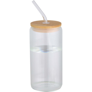 Logotrade advertising product image of: Mirage 500 ml single-walled borosilicate glass jar with bamboo lid