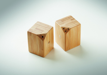 Logo trade promotional giveaways image of: Bamboo salt & pepper set