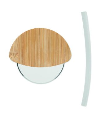 Logo trade corporate gifts image of: Round bamboo pizza cutter