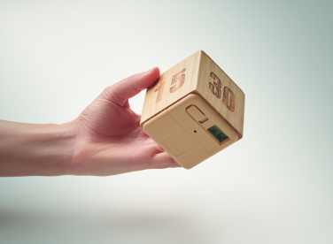 Logo trade business gifts image of: Bamboo twist snooze timer