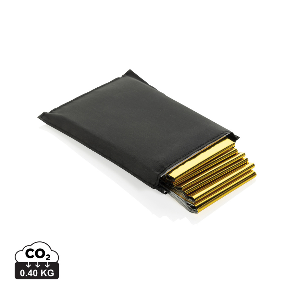 Logotrade promotional product image of: Solra emergency blanket in RCS recycled RPET pouch