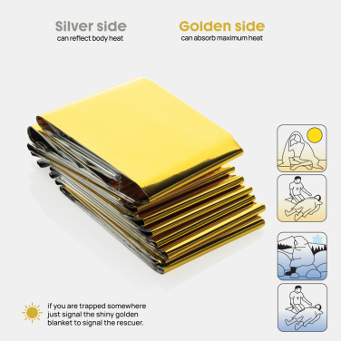 Logo trade business gift photo of: Solra emergency blanket in RCS recycled RPET pouch