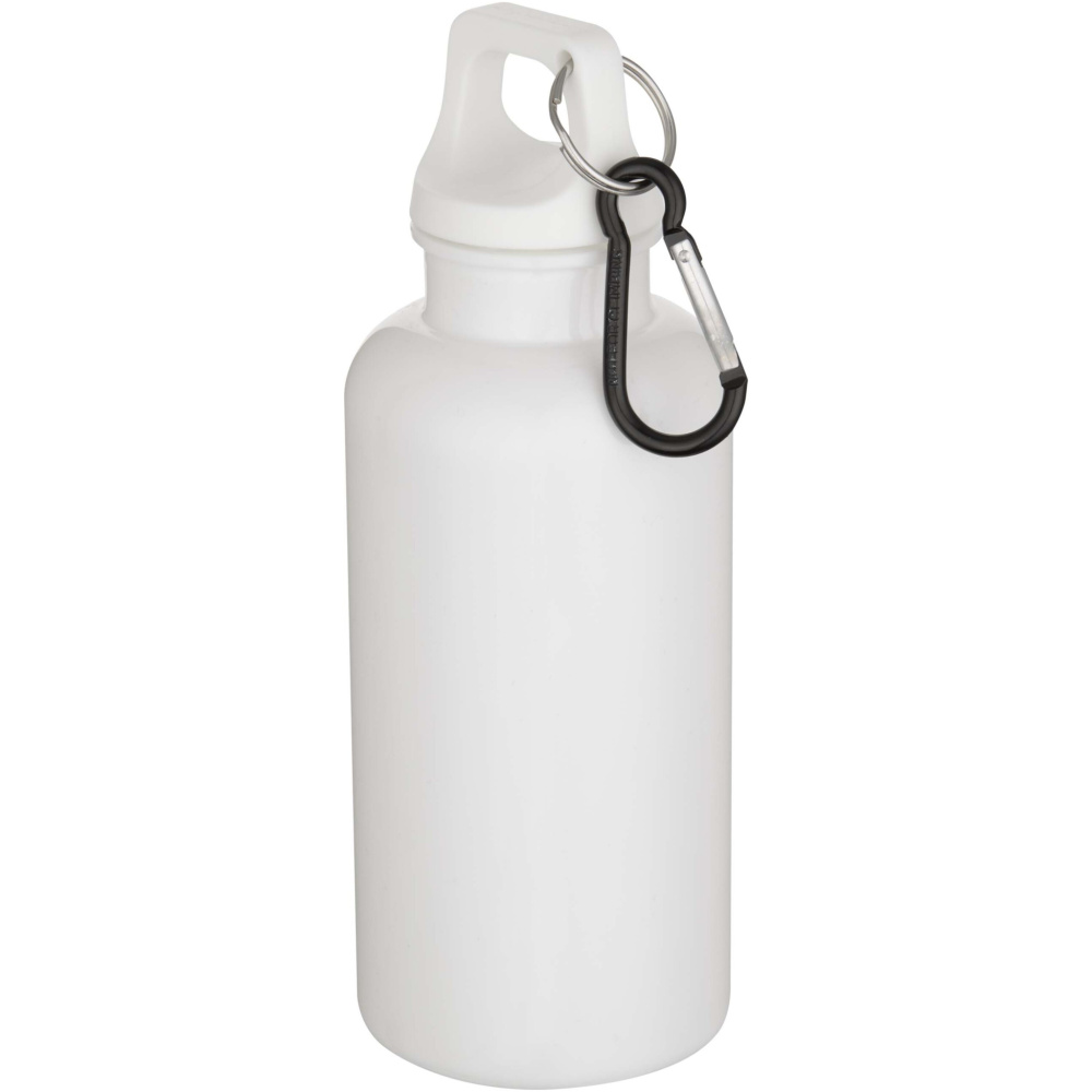 Logo trade promotional products picture of: Oregon 400 ml solid colour RCS recycled plastic water bottle with carabiner