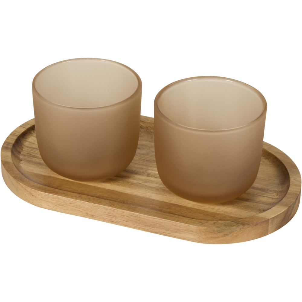 Logotrade corporate gift image of: Male wooden serving tray and glass cups set