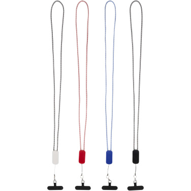 Logo trade corporate gift photo of: Anser recycled plastic smartphone lanyard with 27W 5-in-1 built-in cable