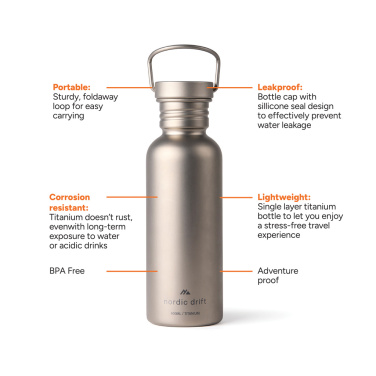 Logo trade business gifts image of: Nordic Drift Trail Ultra Light Titanium 600ml Water Bottle