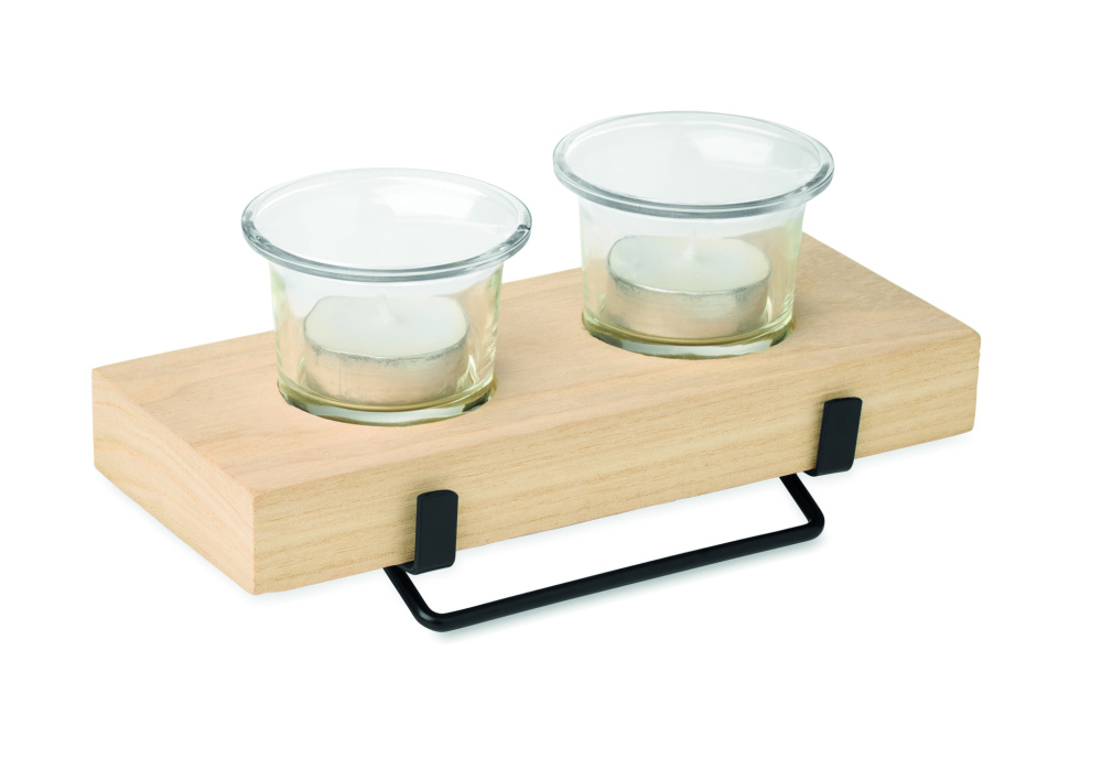 Logo trade advertising products image of: Tea light holder set with stand