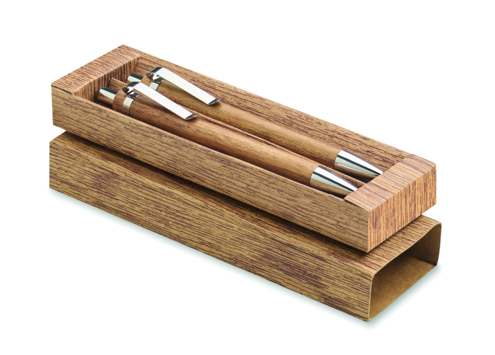 Logotrade promotional giveaways photo of: Acacia wood pen and pencil set