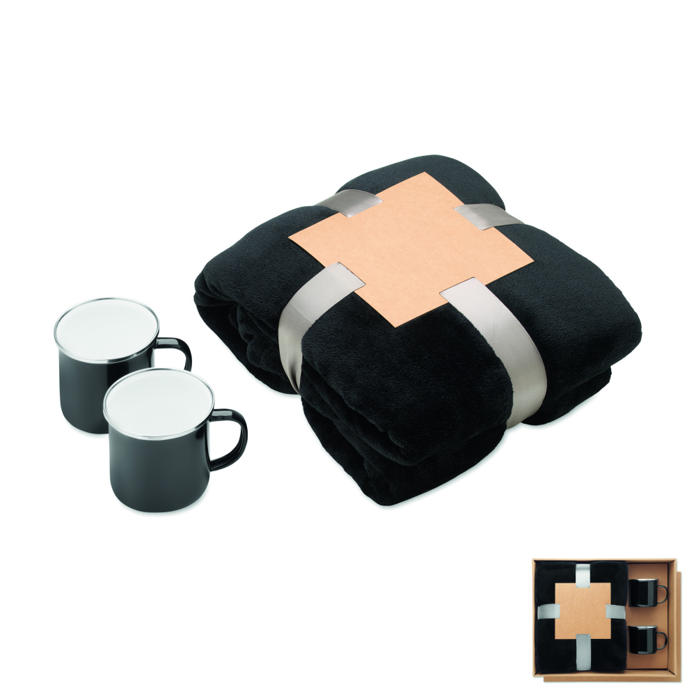 Logotrade advertising product image of: Fleece blanket & 2 mugs set